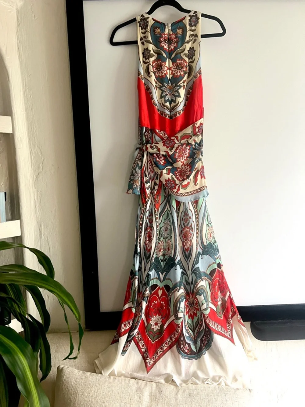 FARM Rio x Anthropologie Tie Scarf Printed Maxi Dress Size Small NWT - Picture 4 of 12